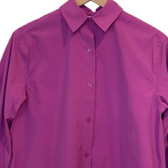 Athleta Oversized Poplin Button Down Blouse, Long Sleeve, Jazzy Purple, Size XS - Picture 14 of 15